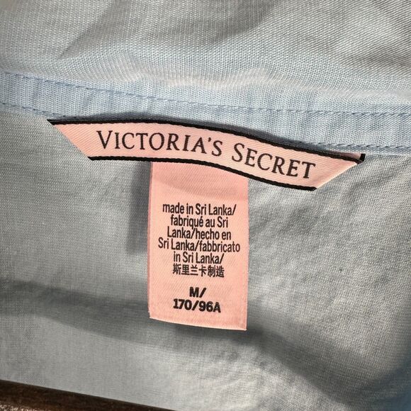 Victoria's Secret Kimono Robe Womens Medium Light Blue Belted Lightweight Cotton - Picture 6 of 11